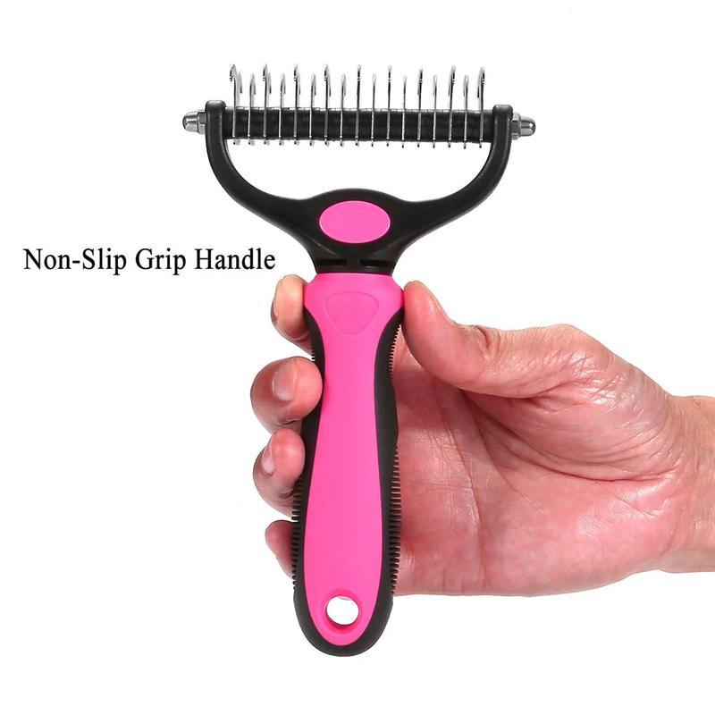 Pet Dematting Comb for Dogs & Cats — Dual-Sided Undercoat Rake with Safe Rounded Teeth for Shedding Control & Tangle Removal | Lonoma