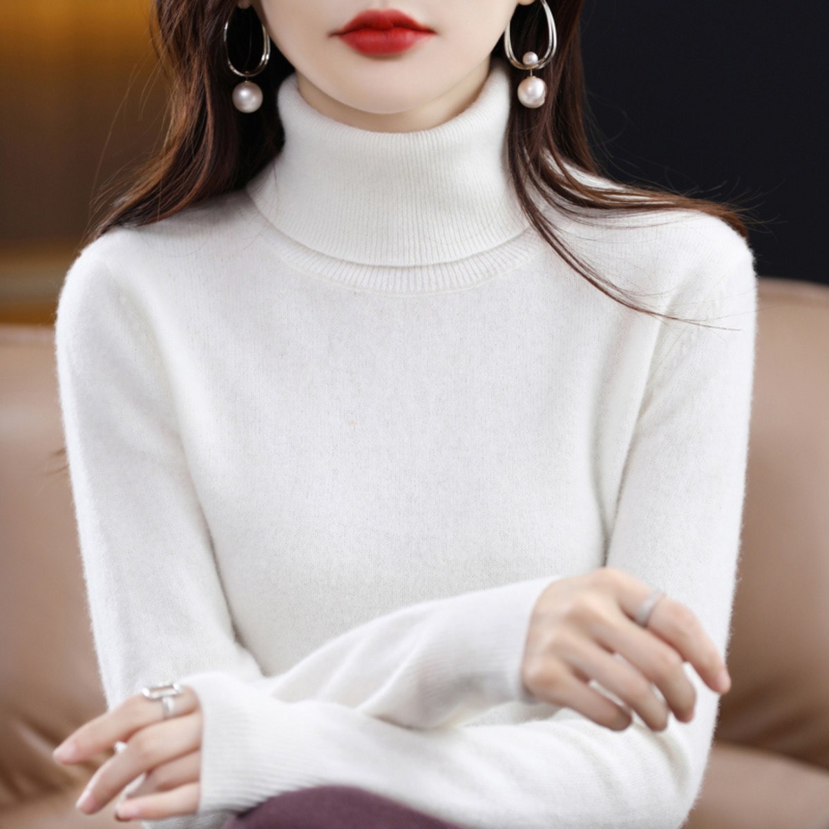 Women's Turtleneck Sweater Soft Knit Long Sleeve Pullover for Fall Winter Everyday Casual Office Wear | Lonoma
