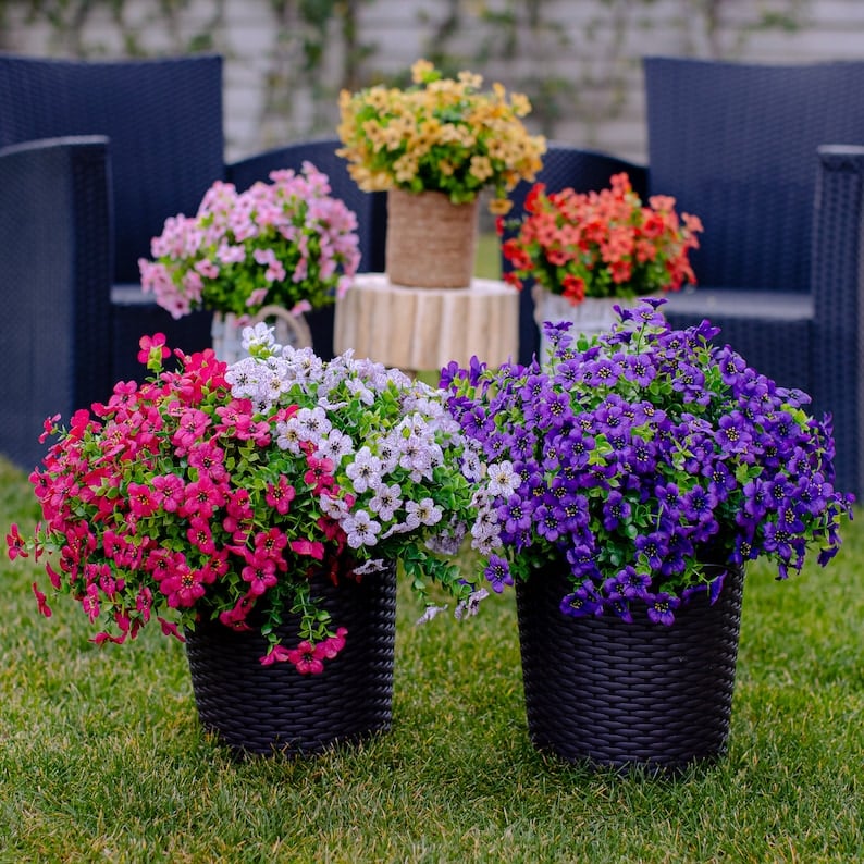 Artificial Flowers UV-Resistant Multicolor Indoor Outdoor 120-480 Piece Fade-Proof Faux Blooms for Planters Garden | Lonoma