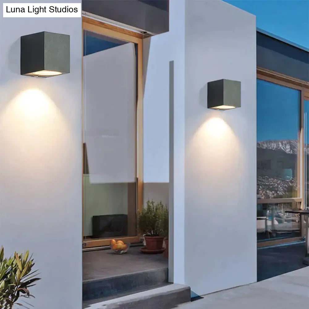 Outdoor LED Wall Sconce Square Aluminum Waterproof IP65 Porch Light Garden Exterior Modern Black Gray | Lonoma
