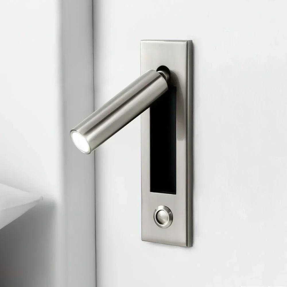 Adjustable Metal Wall Sconce Cylindrical or Square Design Hardwired LED Spotlight for Bedroom Hallway Accent Lighting Brushed Nickel Black | Lonoma