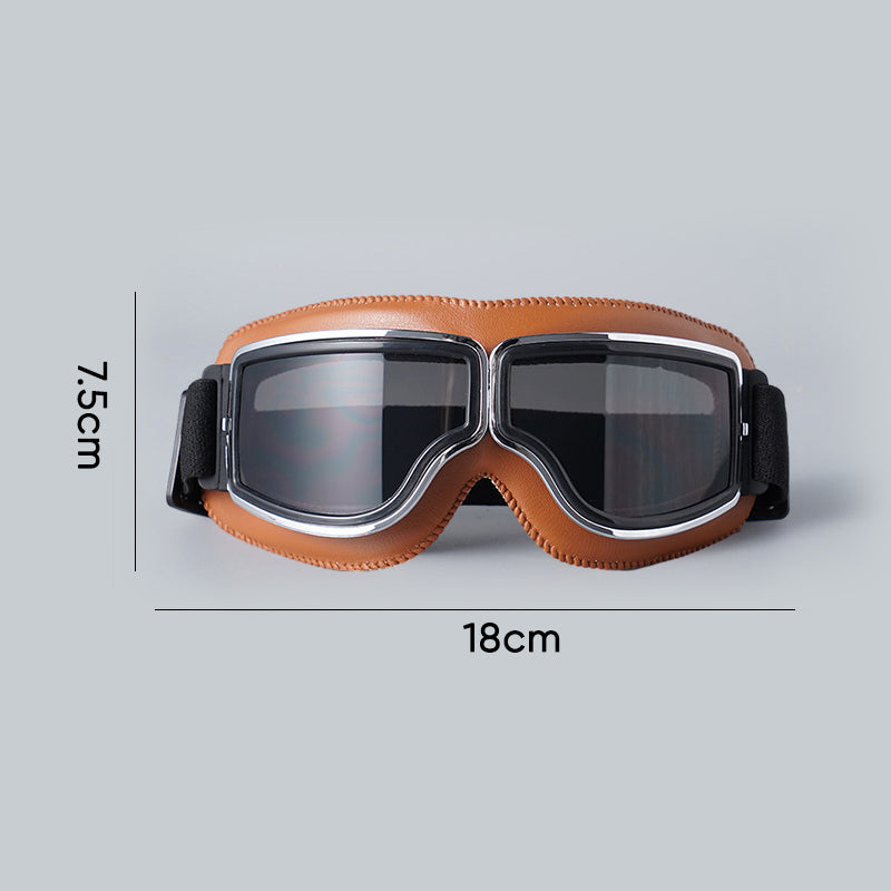 Retro Aviator Riding Goggles with Padded Foam Seal - Fits Over Prescription Glasses - UV Protection for Motorcycles & Outdoor Sports | Lonoma