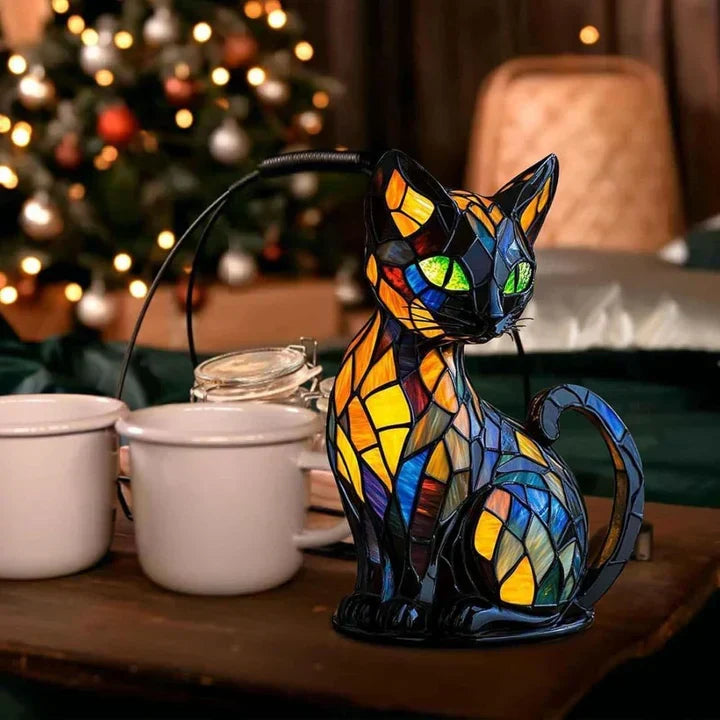 Feline Silhouette Night Light – Handmade Table Lamp with Gentle Glow for Bedroom, Living Room, Cat Lovers' Gift | Lonoma