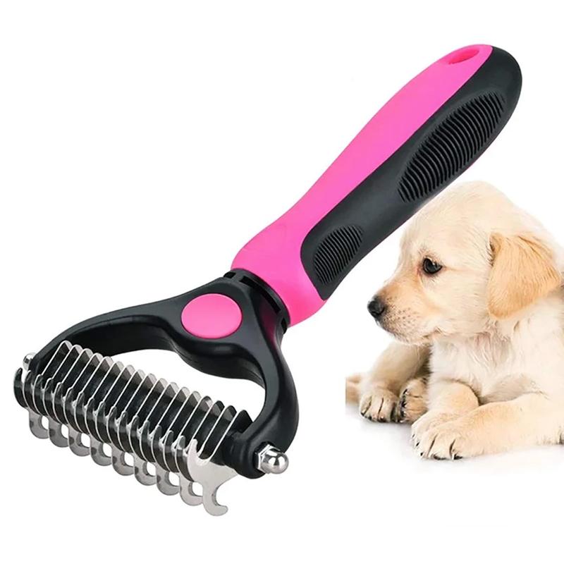 Pet Dematting Comb for Dogs & Cats — Dual-Sided Undercoat Rake with Safe Rounded Teeth for Shedding Control & Tangle Removal | Lonoma