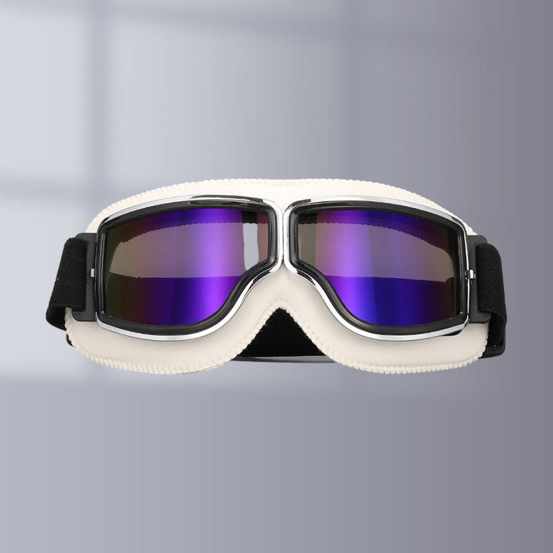 Retro Aviator Riding Goggles with Padded Foam Seal - Fits Over Prescription Glasses - UV Protection for Motorcycles & Outdoor Sports | Lonoma