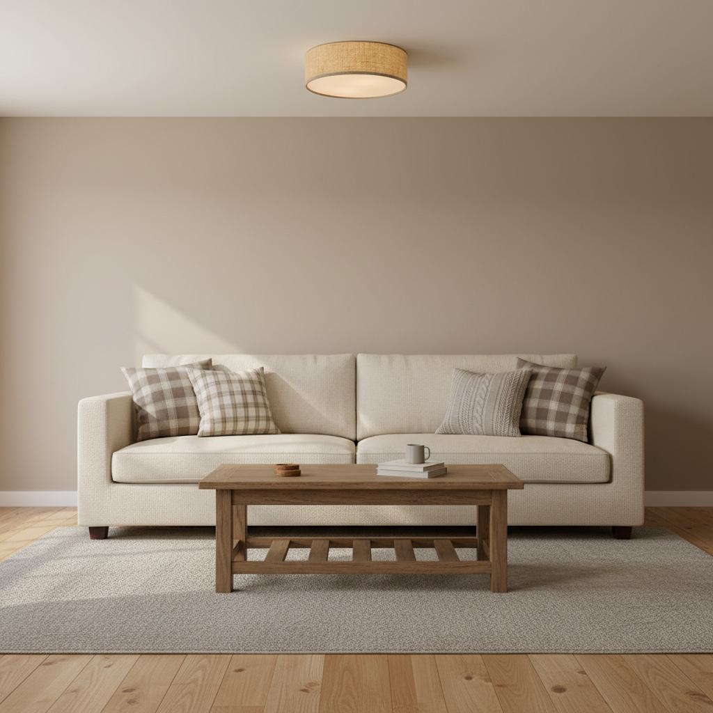 Flush Mount Drum Shade Ceiling Light with Fabric Shade for Entryway, Hallway, Bedroom, Dining Room, Kitchen | Lonoma