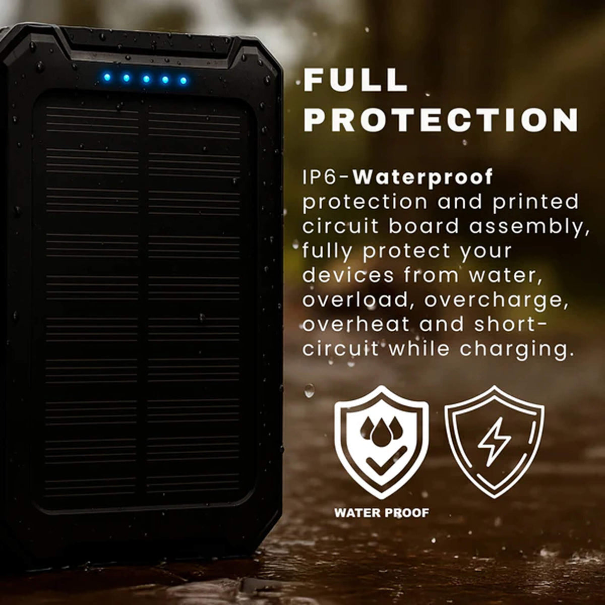 High-Capacity Solar Power Bank 500000mAh Waterproof Battery Pack with Dual USB Ports and LED Flashlight for Outdoor Adventures Emergency | Lonoma