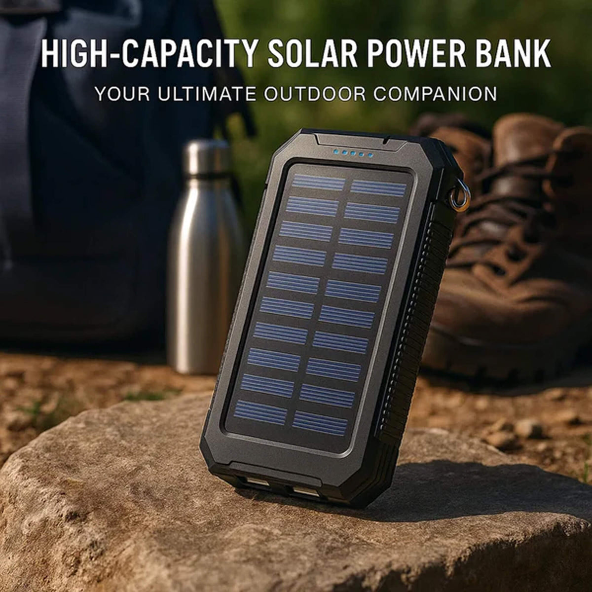 High-Capacity Solar Power Bank 500000mAh Waterproof Battery Pack with Dual USB Ports and LED Flashlight for Outdoor Adventures Emergency | Lonoma
