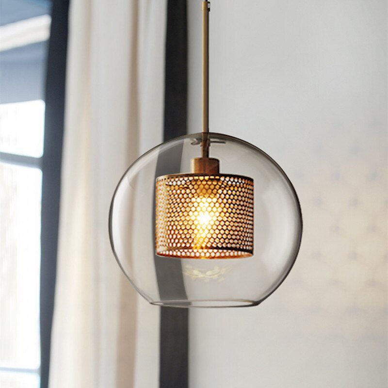 Glass Globe Pendant Light Gold or Silver Finish with LED Bulb for Kitchen Island Dining Room Bedroom Entryway Modern Hanging Ceiling Fixture | Lonoma
