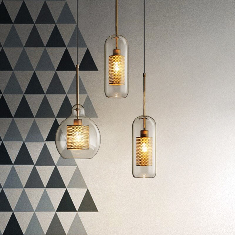 Glass Globe Pendant Light Gold or Silver Finish with LED Bulb for Kitchen Island Dining Room Bedroom Entryway Modern Hanging Ceiling Fixture | Lonoma