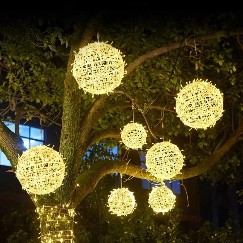 Waterproof LED Sphere Light 8 in, IP65 Outdoor Woven Globe Lamp for Garden, Patio & Balcony, Decorative Ambient Lighting | Lonoma
