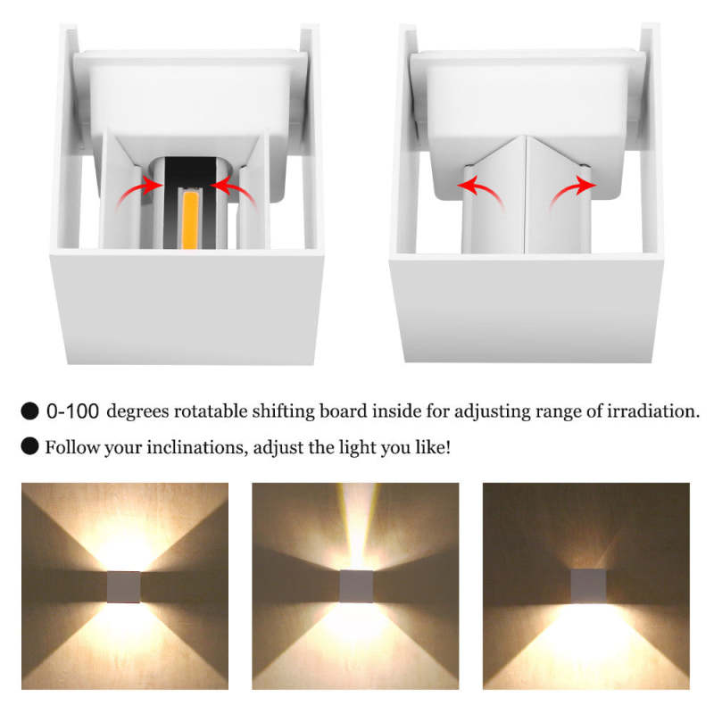 LED Outdoor Wall Sconce Metal Square Adjustable Light Fixture Waterproof IP65 for Patio Garden Porch Entryway Corridor Exterior | Lonoma
