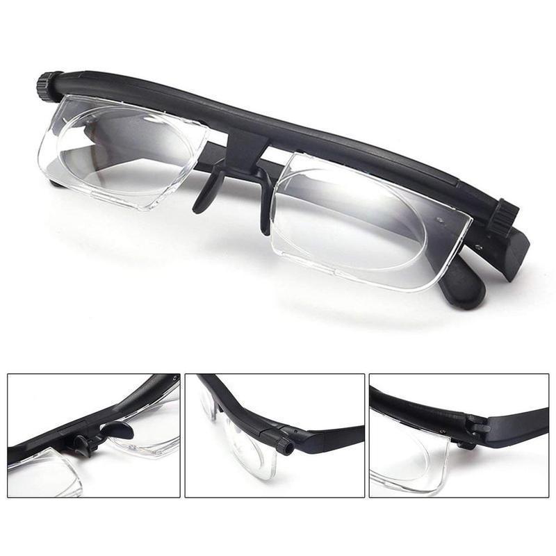 Adjustable Focus Glasses with Dial Lenses, -6.0 to +3.0 Diopter, Black Unisex Reading & Computer Eyeglasses, Lightweight Frame | Lonoma
