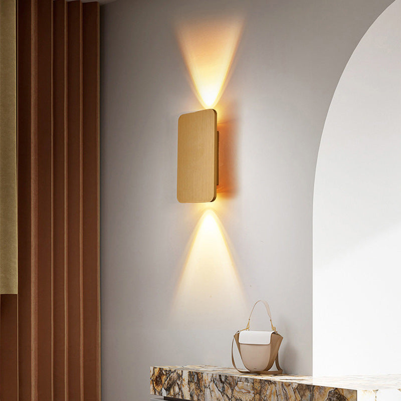 Modern Metal Wall Sconce LED Rectangle Design for Bedroom Living Room Hallway | Hardwired Contemporary Fixture Gold Black White Gray | Lonoma