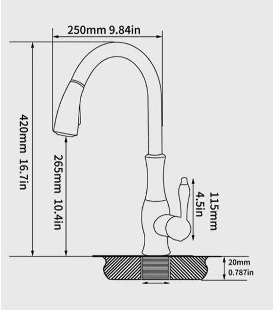 Pull-Out Kitchen Faucet 360° Swivel Brushed Nickel Chrome Gold Black Single Hole Sprayer Sink Mixer Tap for Modern Farmhouse Home | Lonoma