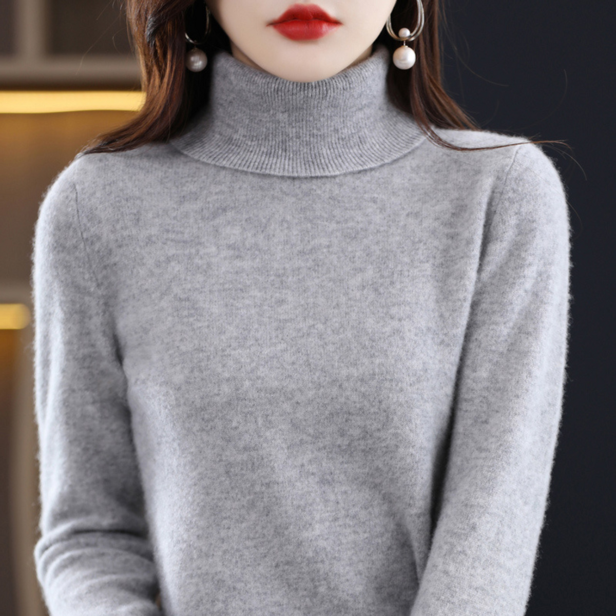 Women's Turtleneck Sweater Soft Knit Long Sleeve Pullover for Fall Winter Everyday Casual Office Wear | Lonoma