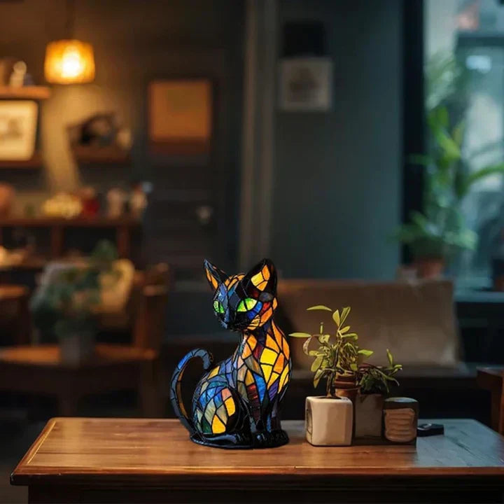 Feline Silhouette Night Light – Handmade Table Lamp with Gentle Glow for Bedroom, Living Room, Cat Lovers' Gift | Lonoma