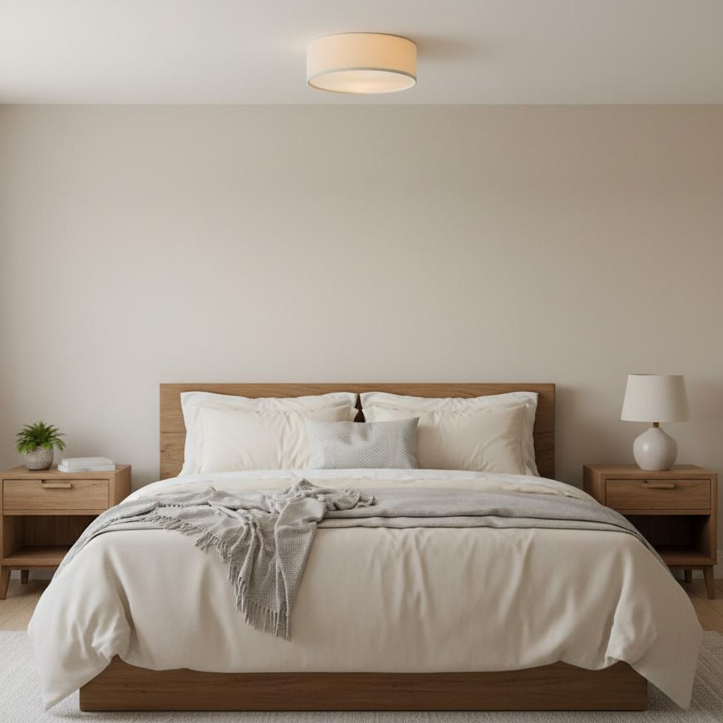 Flush Mount Drum Shade Ceiling Light with Fabric Shade for Entryway, Hallway, Bedroom, Dining Room, Kitchen | Lonoma