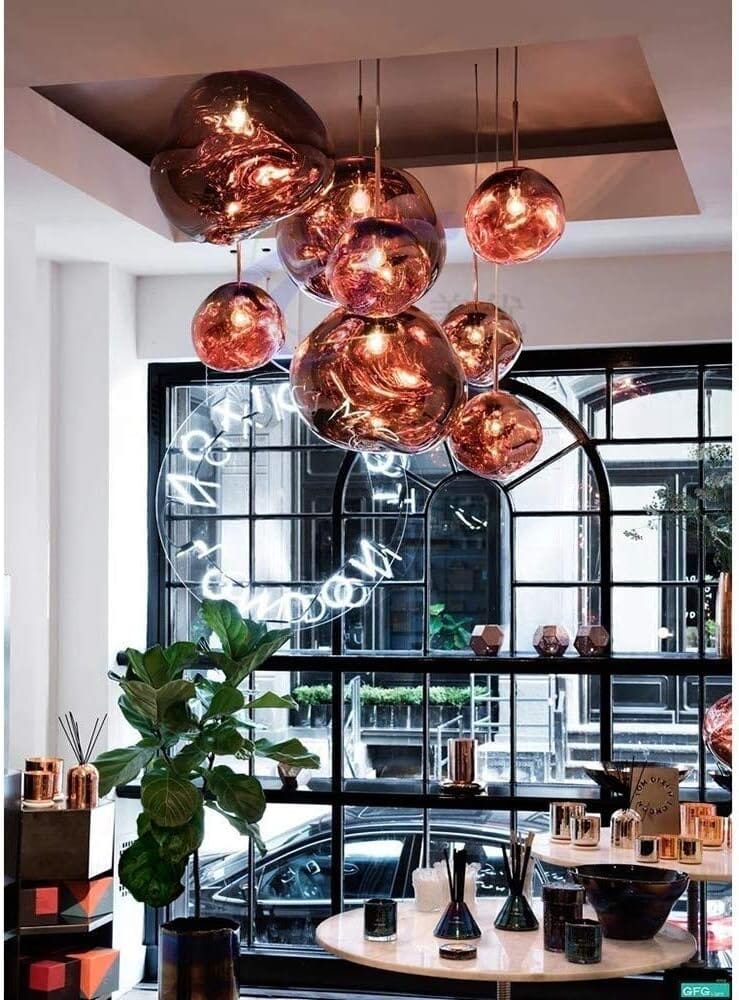 Reflective Globe Pendant Light with Adjustable Height | Mirrored Sphere Hanging Lamp in Multiple Finishes | Modern Statement Lighting for | Lonoma