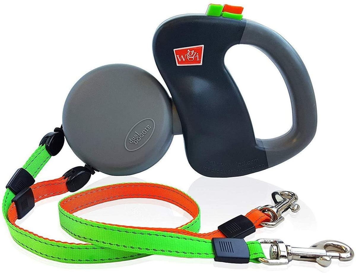 Dual Retractable Dog Leash for Two Dogs, 10 ft Tangle-Free 360° Swivel with Reflective Safety Accents, Independent Locks, Night Walking | Lonoma
