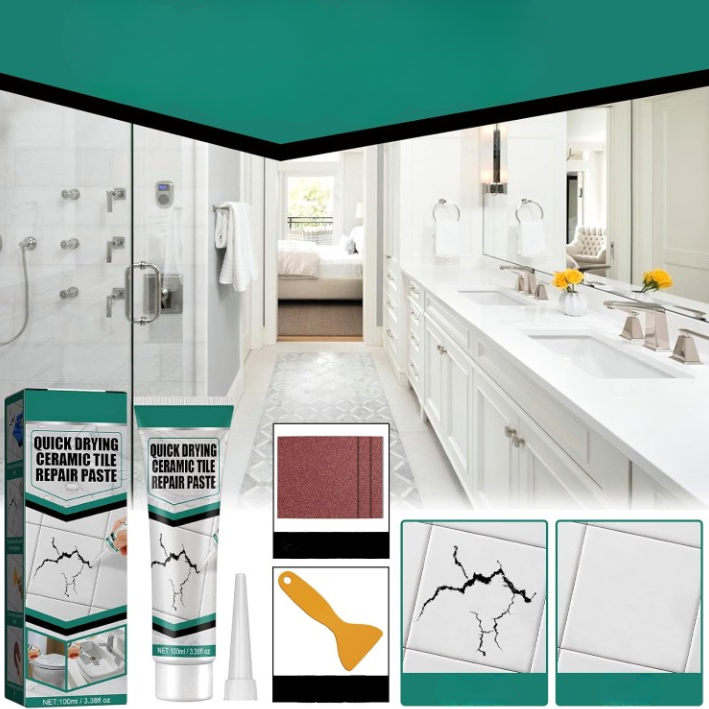 Tile Repair Paste 3.4 fl oz for Ceramic, Porcelain & Marble - Waterproof Crack and Chip Filler for Walls, Floors, Kitchen, Bath | Lonoma