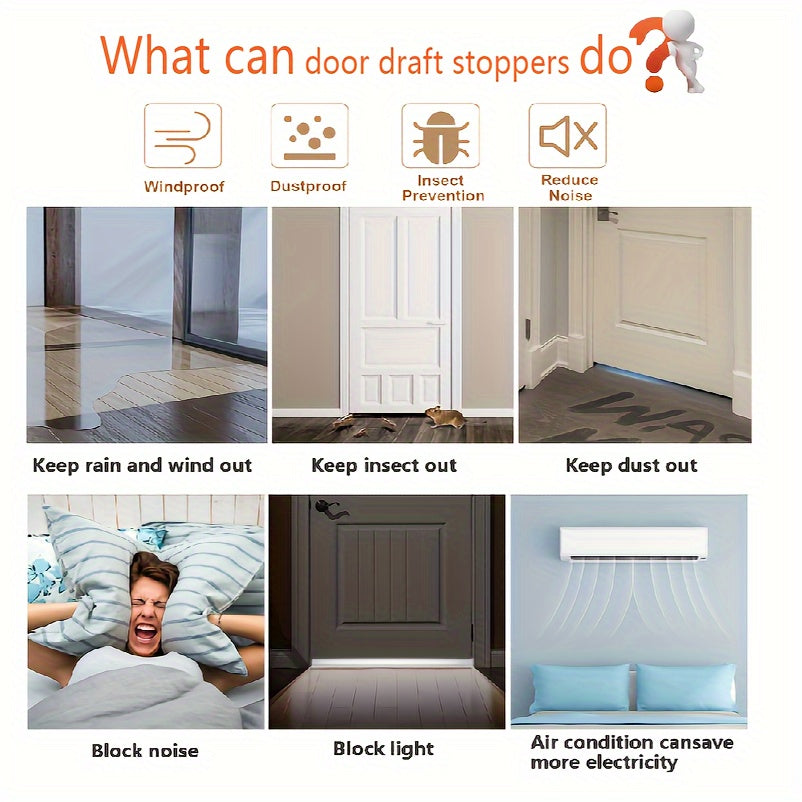 Door Draft Stopper Silicone Strip 39 Inch Self-Adhesive Soundproof Weather Seal Energy Saving Home Insulation | Lonoma