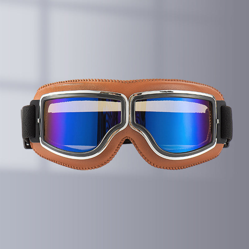 Retro Aviator Riding Goggles with Padded Foam Seal - Fits Over Prescription Glasses - UV Protection for Motorcycles & Outdoor Sports | Lonoma