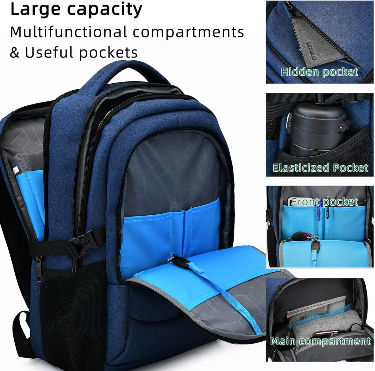 Laptop Backpack with USB Charging Port, Padded Compartment for 17 Inch Notebooks, Multiple Organizer Pockets, Trolley Sleeve for Business | Lonoma