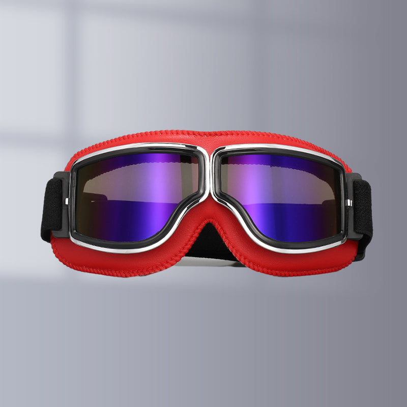 Retro Aviator Riding Goggles with Padded Foam Seal - Fits Over Prescription Glasses - UV Protection for Motorcycles & Outdoor Sports | Lonoma