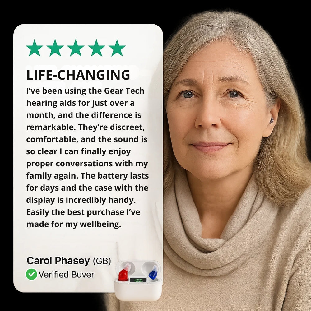 Rechargeable Hearing Amplifier with Crystal-Clear Sound & All-Day Comfort for Moderate Hearing Loss | Lonoma