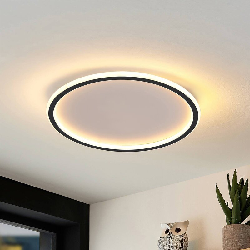 Round Flush Mount Ceiling Light Fixture LED Dimmable Metal Acrylic Shade Hardwired Modern Overhead Lighting for Bedroom Hallway Kitchen | Lonoma