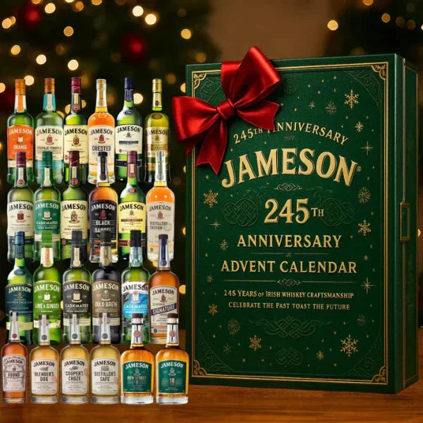 Holiday Countdown Display Set with 24 Decorative Miniature Ornaments — Classic Whiskey-Inspired Advent Calendar for Christmas Decor & | Lonoma