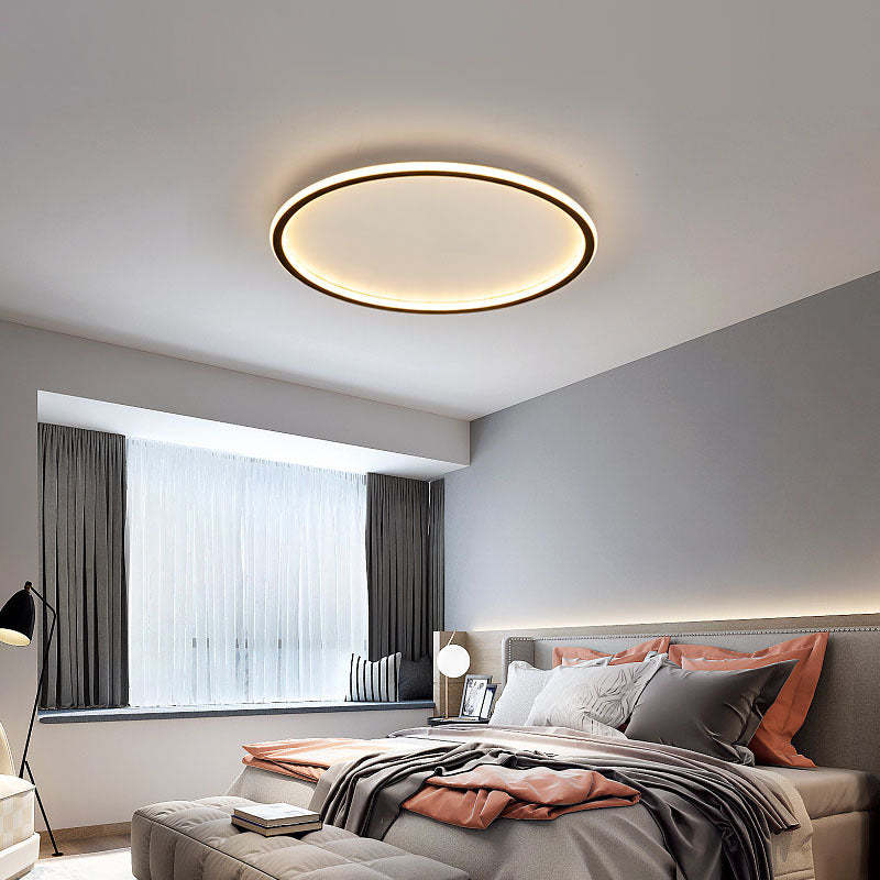 Round Flush Mount Ceiling Light Fixture LED Dimmable Metal Acrylic Shade Hardwired Modern Overhead Lighting for Bedroom Hallway Kitchen | Lonoma