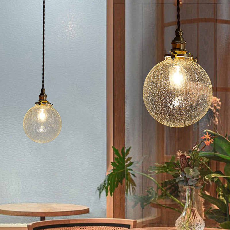 Clear Crystal Glass Pendant Light, 6 in Scandinavian Retro E27 Hanging Lamp for Living Room, Dining Table, Kitchen Island & Entryway | Lonoma