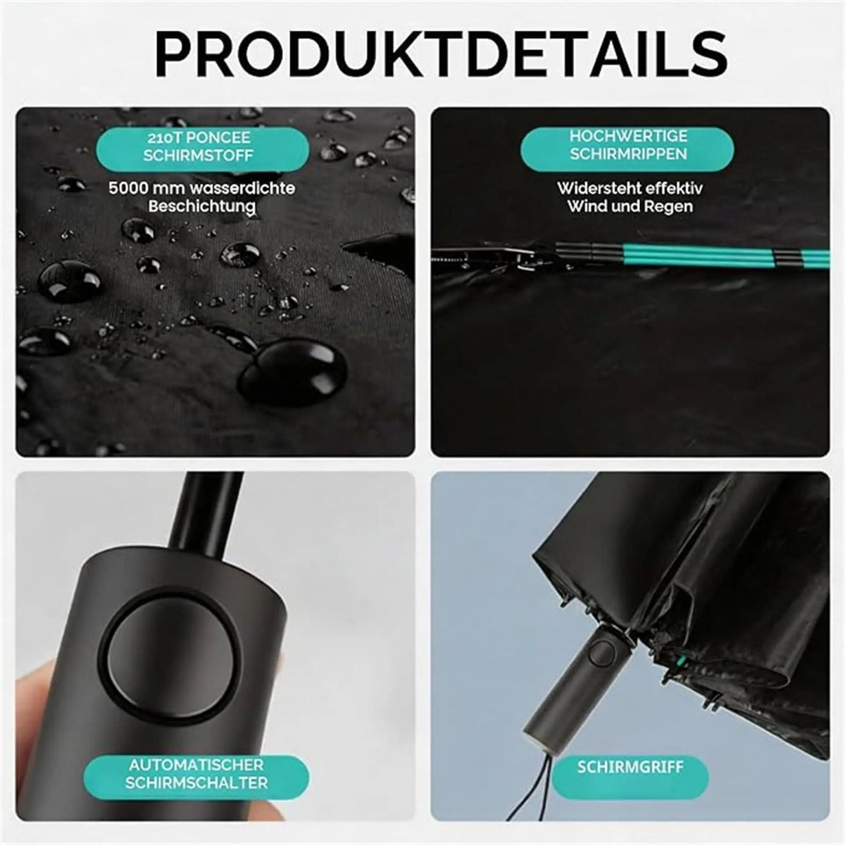 Compact Folding Umbrella with Reinforced 144-Rib Frame – Windproof Travel Umbrella for Rain & Sun – Portable Daily Use Umbrella | Lonoma