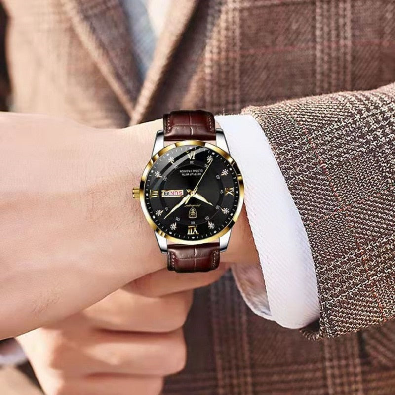Stainless Steel Men's Watch with Luminous Dial and Water Resistance | Everyday Timepiece for Work Office Casual Outdoor | Quartz Movement | Lonoma