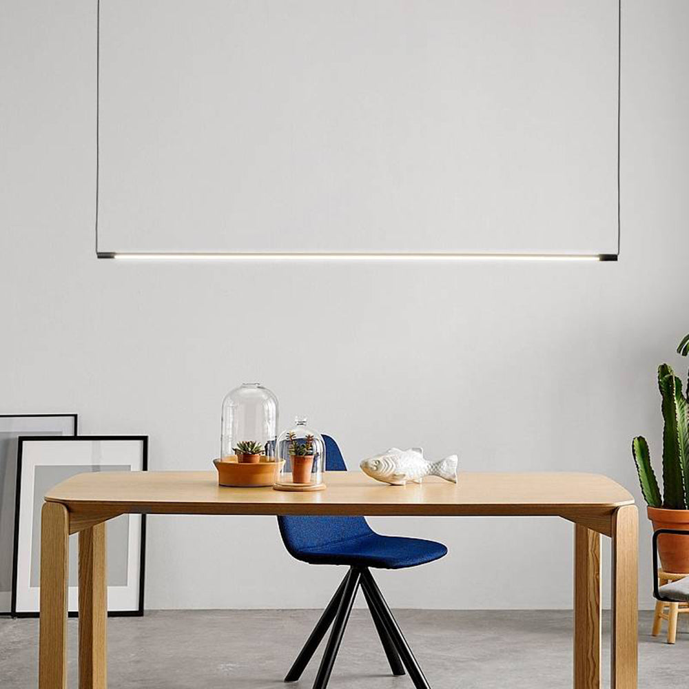 Linear LED Ceiling Fixture, Black Metal & Acrylic, Hardwired Hanging Lamp for Dining Room, Kitchen Island & Bedroom | Lonoma
