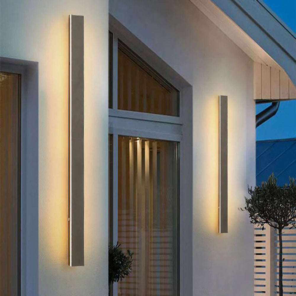 Outdoor Wall Light Fixture IP65 Waterproof Linear LED Strip Black Cement Gray 12-79 Inch Motion Sensor for Patio Porch | Lonoma