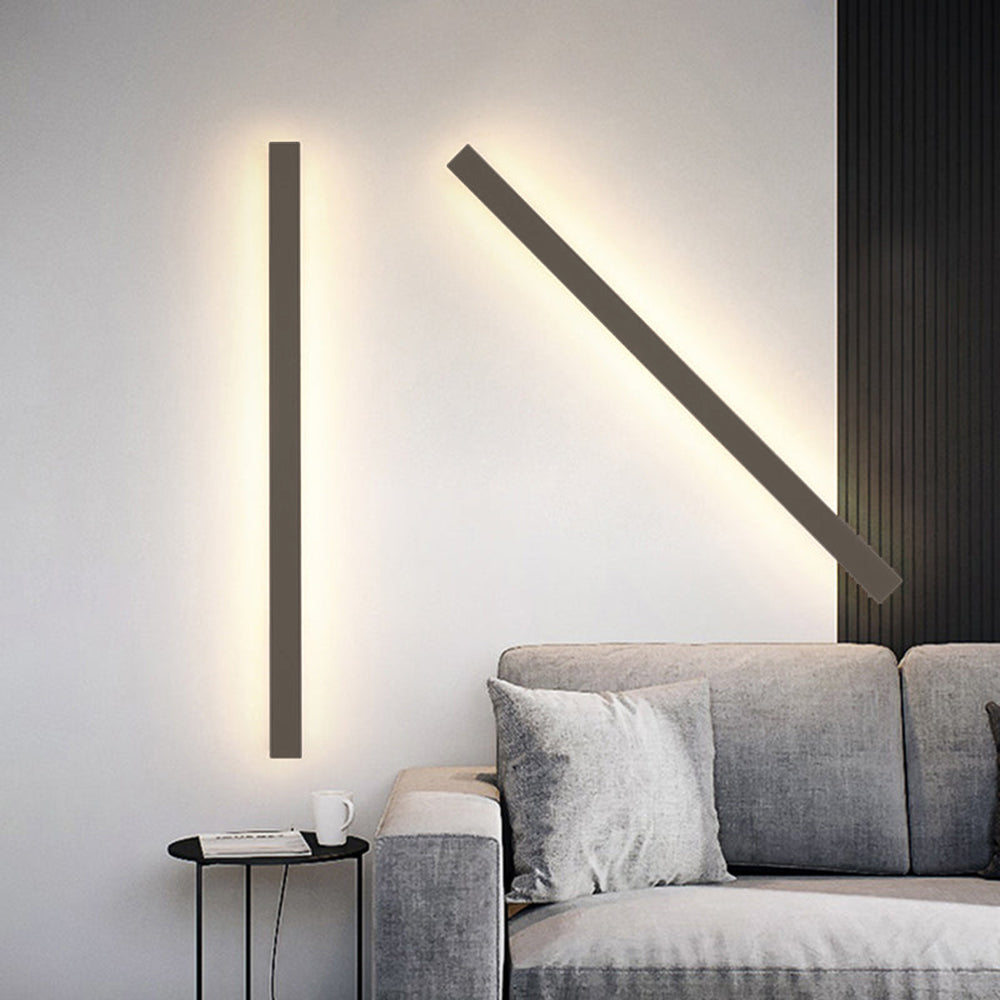 Outdoor Wall Light Fixture IP65 Waterproof Linear LED Strip Black Cement Gray 12-79 Inch Motion Sensor for Patio Porch | Lonoma