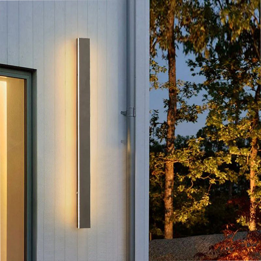 Outdoor Wall Light Fixture IP65 Waterproof Linear LED Strip Black Cement Gray 12-79 Inch Motion Sensor for Patio Porch | Lonoma