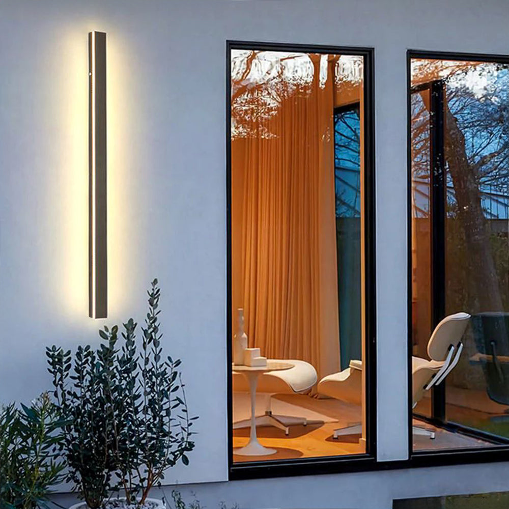 Outdoor Wall Light Fixture IP65 Waterproof Linear LED Strip Black Cement Gray 12-79 Inch Motion Sensor for Patio Porch | Lonoma