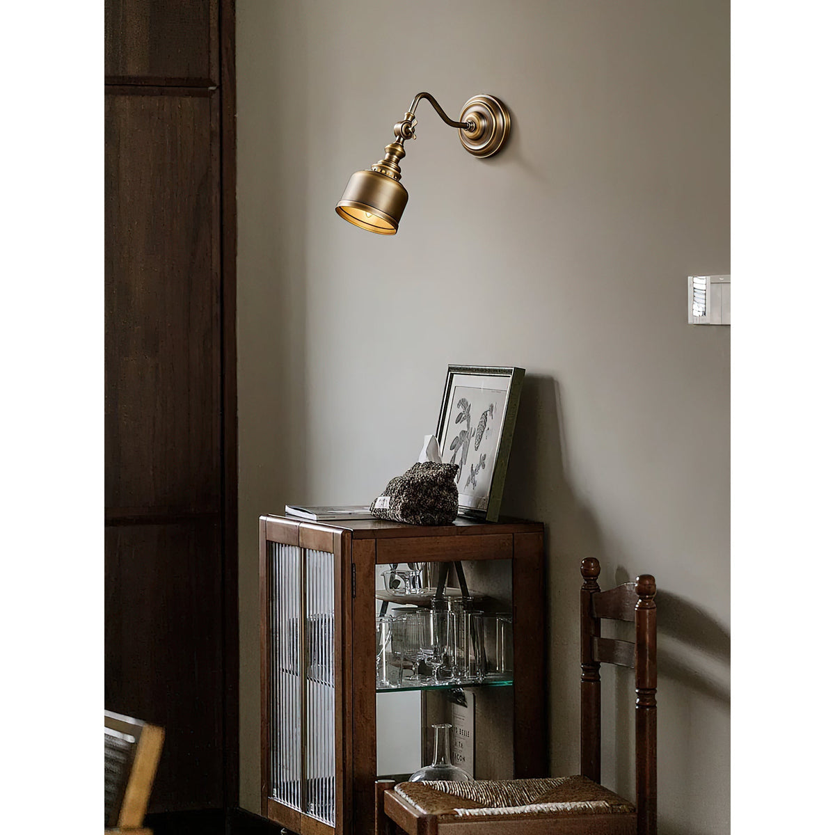 Adjustable Brass Wall Reading Light with Gooseneck Arm – Vintage Sconce for Bedroom, Bedside & Living Room | Lonoma