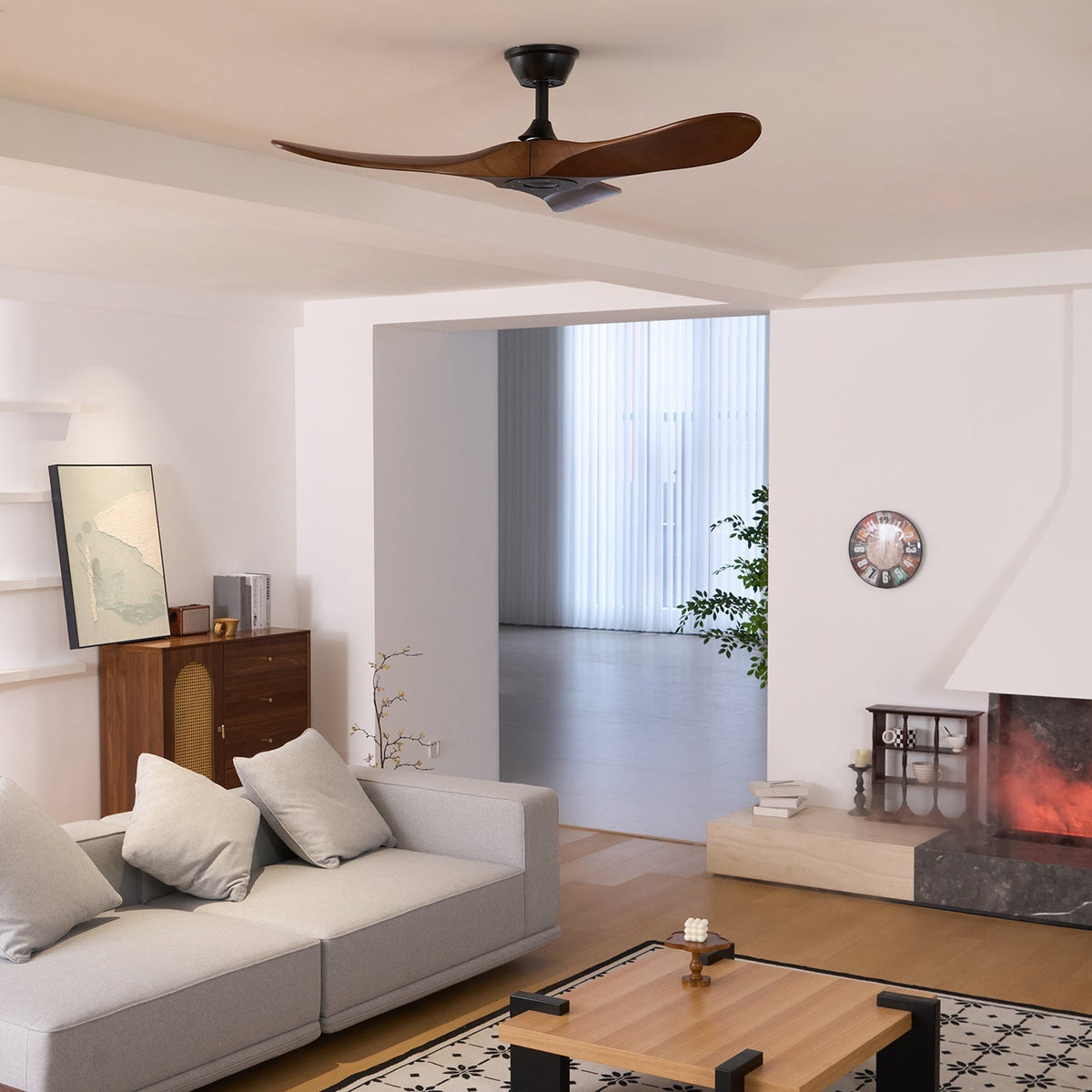 Wood Ceiling Fan with LED Light 42 inch 52 inch Black Walnut Reversible 6 Speed Indoor | Lonoma
