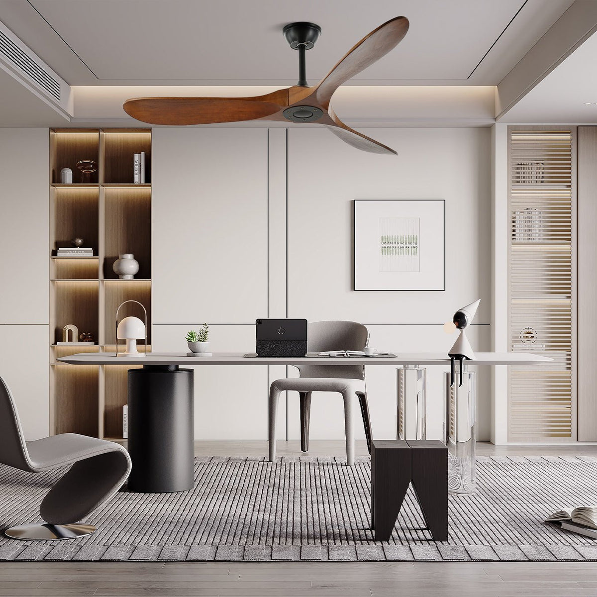 Wood Ceiling Fan with LED Light 42 inch 52 inch Black Walnut Reversible 6 Speed Indoor | Lonoma
