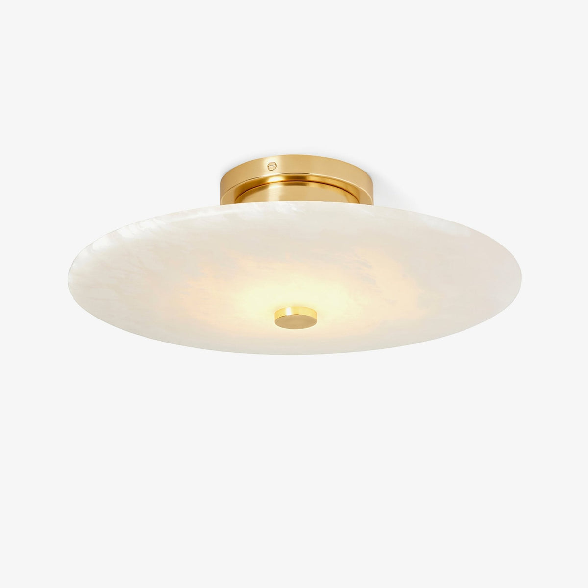 Round Alabaster Flush Mount Ceiling Light with Brass or Black Trim, LED Integrated 7.9 Inch Fixture for Bedroom Hallway Living Room | Lonoma