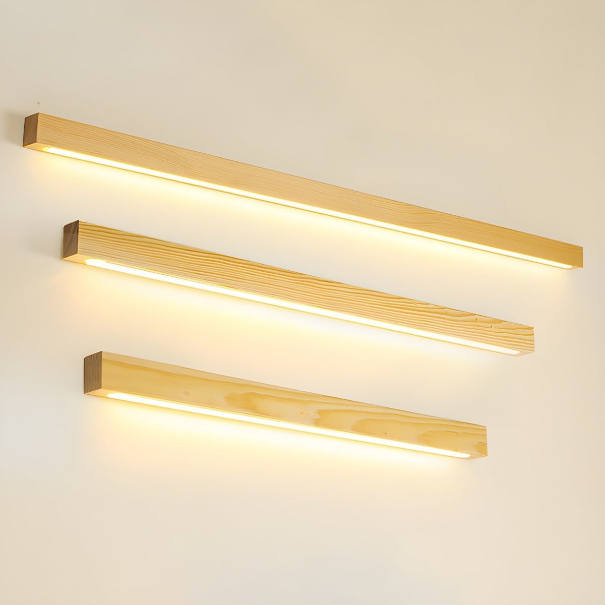 Linear Wood Wall Light LED Modern Minimalist Sconce Pine Walnut Frame Hallway Bathroom Bedroom Vanity Mirror Lighting Fixture Warm Cool | Lonoma