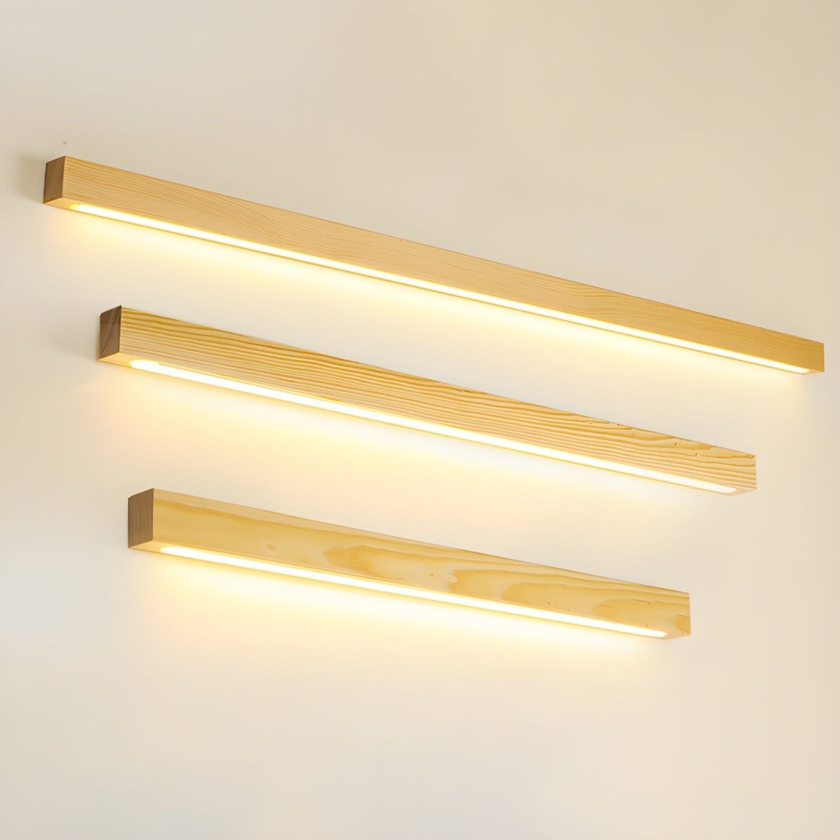 Linear Wood Wall Light LED Modern Minimalist Sconce Pine Walnut Frame Hallway Bathroom Bedroom Vanity Mirror Lighting Fixture Warm Cool | Lonoma