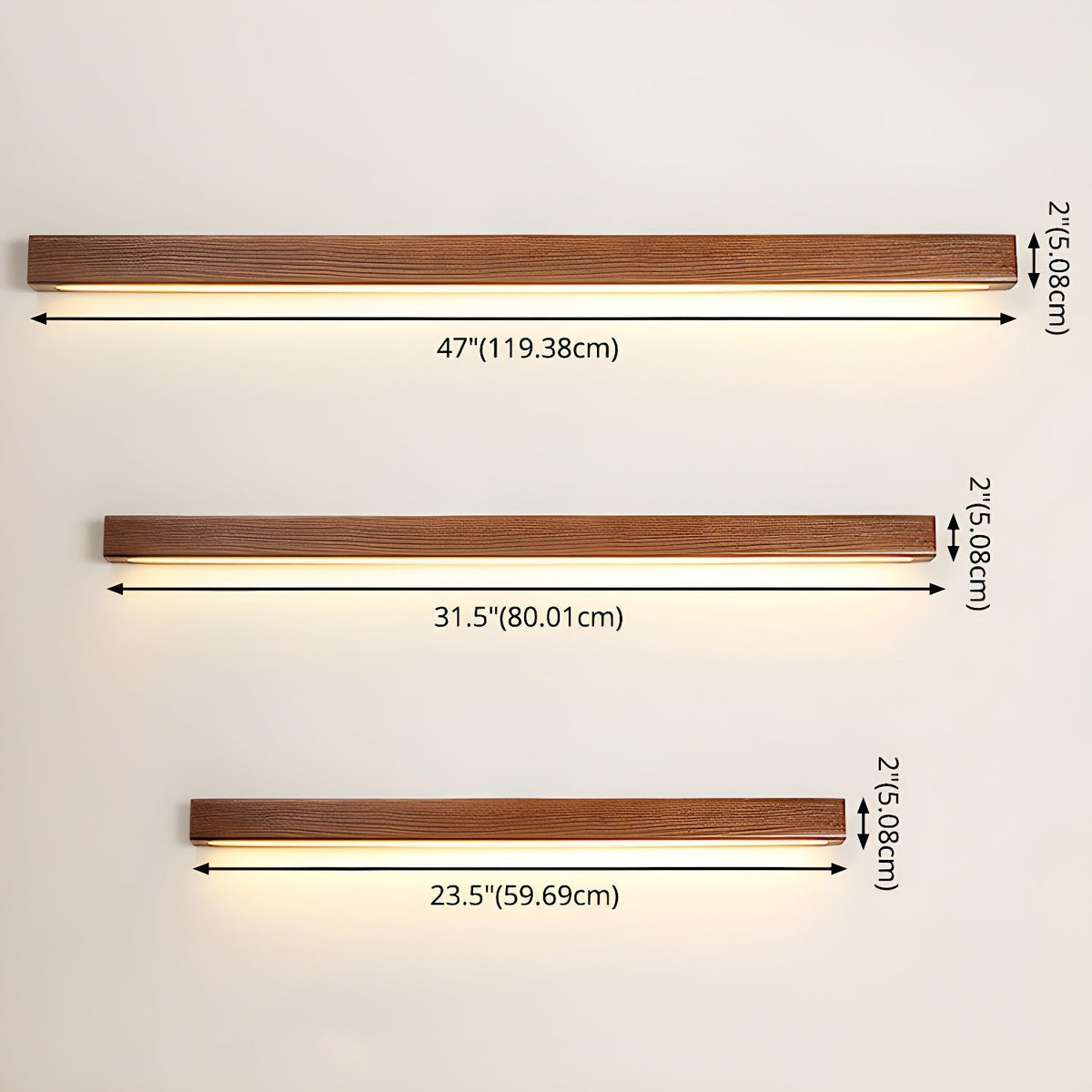Linear Wood Wall Light LED Modern Minimalist Sconce Pine Walnut Frame Hallway Bathroom Bedroom Vanity Mirror Lighting Fixture Warm Cool | Lonoma