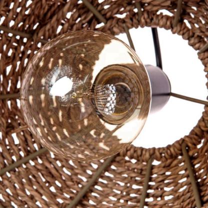 Handwoven Wicker Hanging Lamp with Metal Frame for Bedroom, Dining Room, Entryway | Natural Rattan Ceiling Fixture | Lonoma
