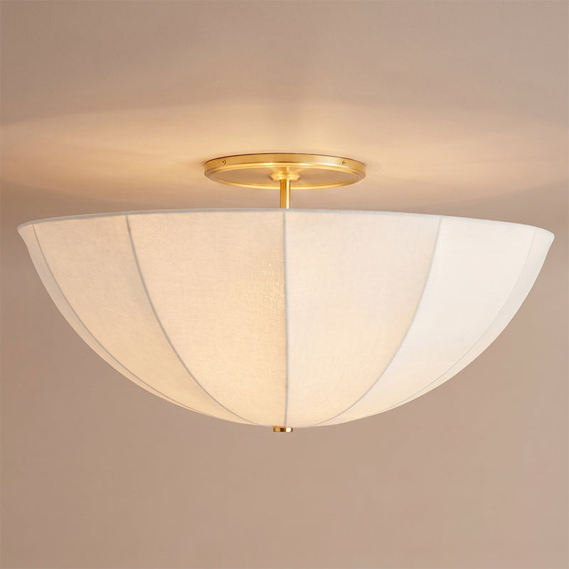 Drum Ceiling Light with Fabric Shade 16-24 in Gold Black White Metal Semi-Flush for Bedroom Dining Living Room Entryway Hallway | Lonoma